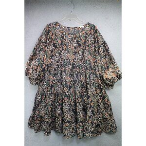 Solitare 3/4 Balloon Sleeve Tiered Embroidered Dress-Floral-Medium-Whimsigoth